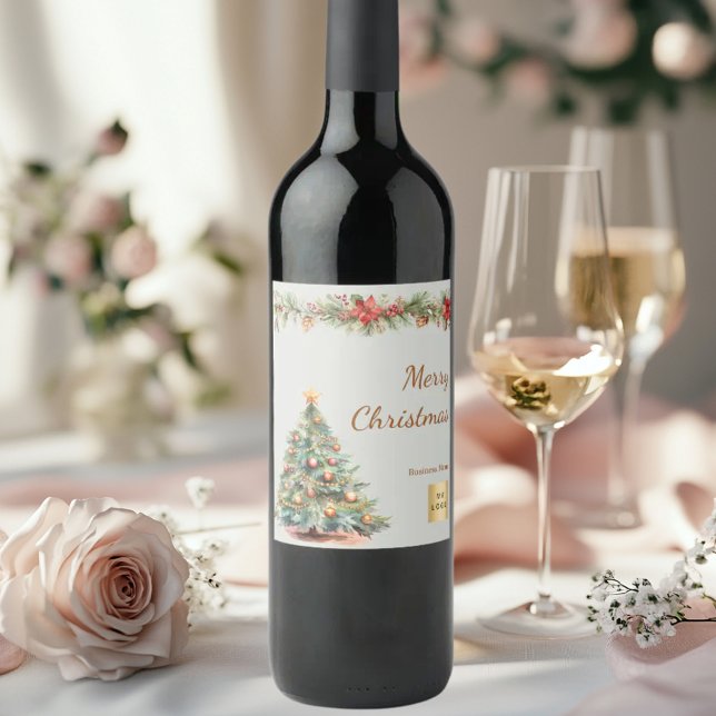 Étiquette Pour Bouteilles De Vin Couronne de fleurs crème pour l'arbre de Noël pour (Créateur téléchargé)
