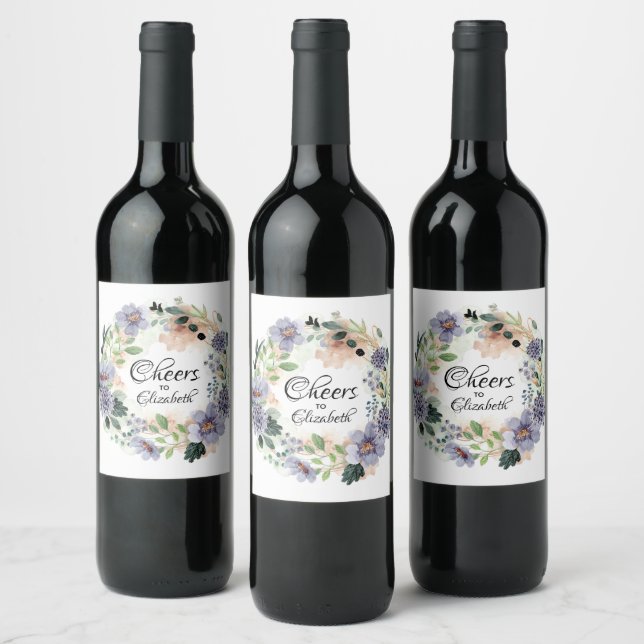 Étiquette Pour Bouteilles De Vin Couronne de Fleurs Mariage (Bouteilles)