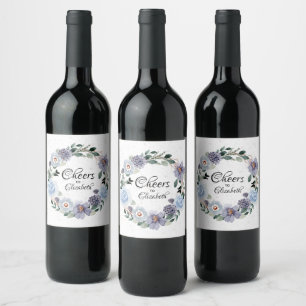 Étiquette Pour Bouteilles De Vin Couronne de fleurs violettes pour la douche de la