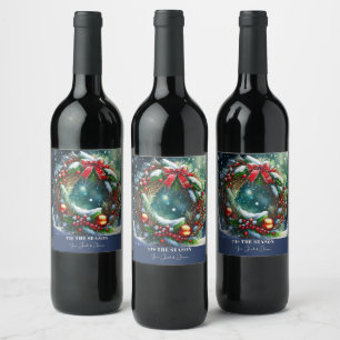 Étiquette Pour Bouteilles De Vin Couronne de la saison