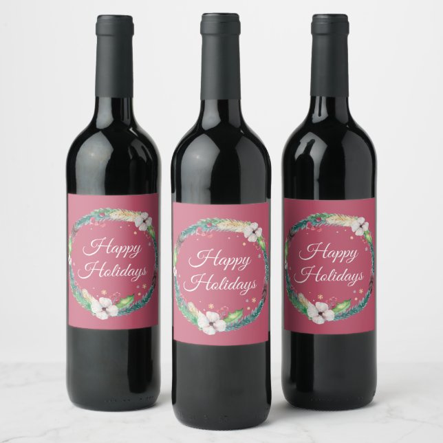Étiquette Pour Bouteilles De Vin Couronne de vacances jolie boho (Bouteilles)