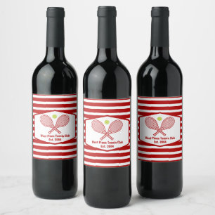Étiquette Pour Bouteilles De Vin Coutume Tennis Country Club Red Stried