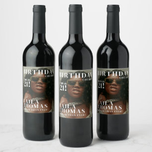Étiquette Pour Bouteilles De Vin Couverture du magazine de fête d'anniversaire pers