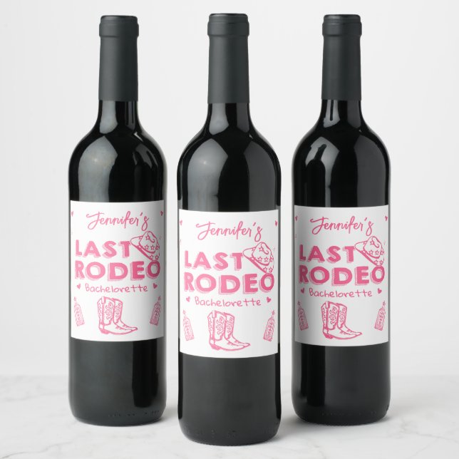 Étiquette Pour Bouteilles De Vin Cowgirl Dernier Rodeo Bachelorette Party (Bouteilles)