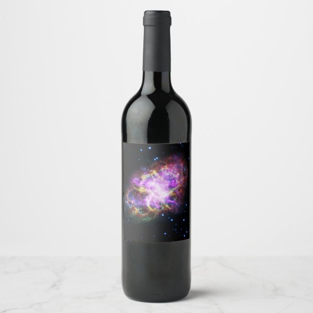 Étiquette Pour Bouteilles De Vin Crabe Nebula Supernova Remnant Hubble Composite (Devant)