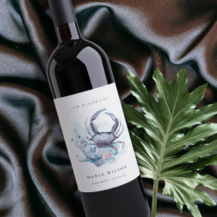 Étiquette Pour Bouteilles De Vin Crabe sous-marin Corail Nautique N'importe quel âg
