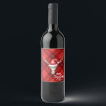 Étiquette Pour Bouteilles De Vin Crâne de rennes rustiques et Père Noël Ha Christma<br><div class="desc">Amusants et festifs, ces autocollants sont le moyen parfait pour ajouter un peu d'air supplémentaire à votre fête de vacances ou envoyer les invités à la maison avec une grande bouteille de vin ou d'ours. Le dessin comporte un crâne de rennes avec un chapeau de Père Noël rouge et le...</div>