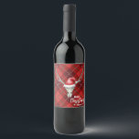 Étiquette Pour Bouteilles De Vin Crâne de rennes rustiques et Père Noël Ha Christma<br><div class="desc">Amusants et festifs, ces autocollants sont le moyen parfait pour ajouter un peu d'air supplémentaire à votre fête de vacances ou envoyer les invités à la maison avec une grande bouteille de vin ou d'ours. Le dessin comporte un crâne de rennes avec un chapeau de Père Noël rouge et le...</div>