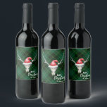 Étiquette Pour Bouteilles De Vin Crâne de rennes rustiques et Père Noël Ha Christma<br><div class="desc">Amusants et festifs, ces autocollants sont le moyen parfait pour ajouter un peu d'air supplémentaire à votre fête de vacances ou envoyer les invités à la maison avec une grande bouteille de vin ou d'ours. Le dessin comporte un crâne de rennes avec un chapeau de Père Noël rouge et le...</div>