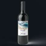 Étiquette Pour Bouteilles De Vin Crashing Ocean Waves Rustic Coastal Beach Wedding<br><div class="desc">customisez ce étiquette de vin pour votre mariage ou événement.</div>