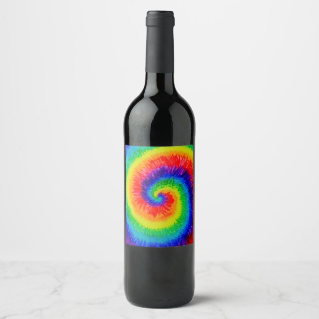 Étiquette Pour Bouteilles De Vin Cravate mourir arc-en-ciel dans l'encre d'alcool (Devant)