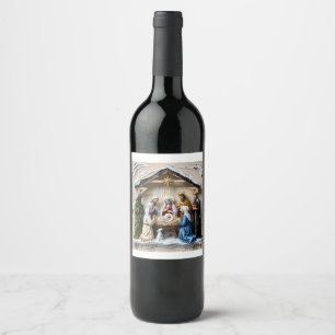 Étiquette Pour Bouteilles De Vin crèche, arbre mages Bethléem