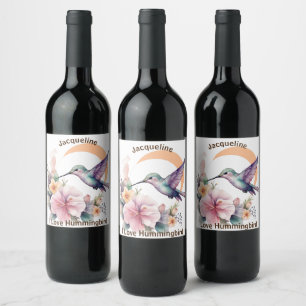 Étiquette Pour Bouteilles De Vin Créez votre propre aquarelle Hummingbird Nom perso
