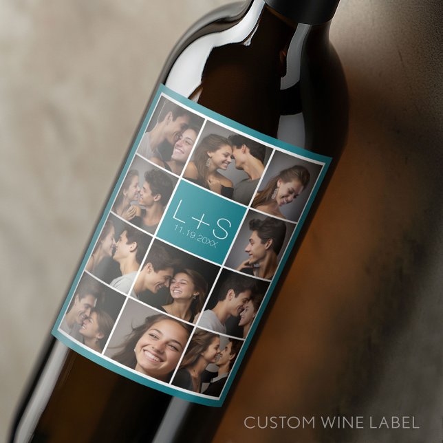 Étiquette Pour Bouteilles De Vin Créez votre propre collection photo Mariage Monogr (Custom Wedding and Anniversary Wine Label)
