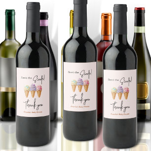 Étiquette Pour Bouteilles De Vin Crème glacée douce été ici Baby shower Scoop
