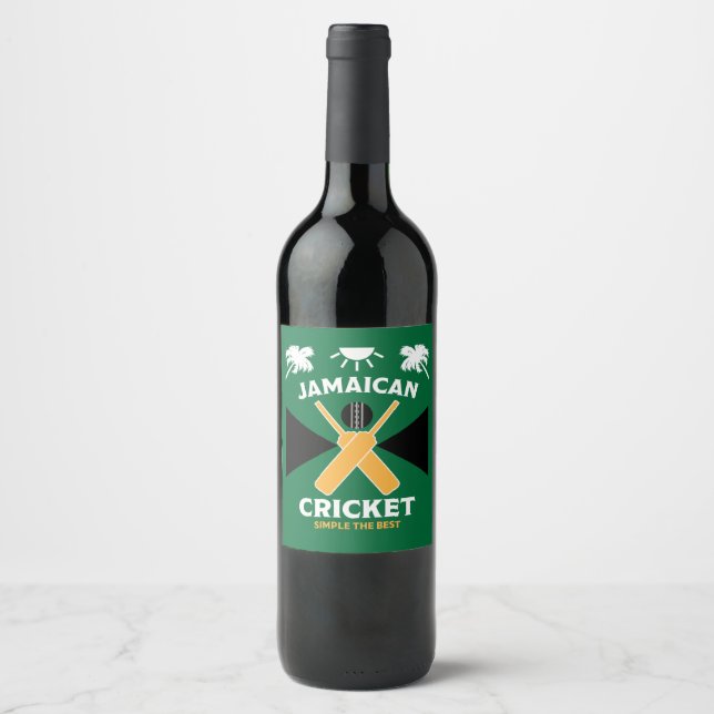 Étiquette Pour Bouteilles De Vin Cricket jamaïcain (Devant)