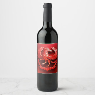 Étiquette Pour Bouteilles De Vin Crimson Guardian : Dragon Rouge Engravé Bouteille