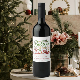 Étiquette Pour Bouteilles De Vin Croire à la magie de Noël Festive moderne