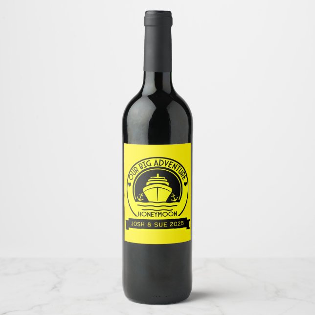Étiquette Pour Bouteilles De Vin Croisière lune de miel (Devant)