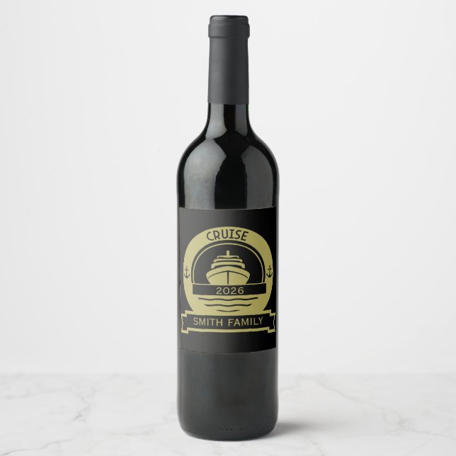 Étiquette Pour Bouteilles De Vin Croisière mondiale (Devant)