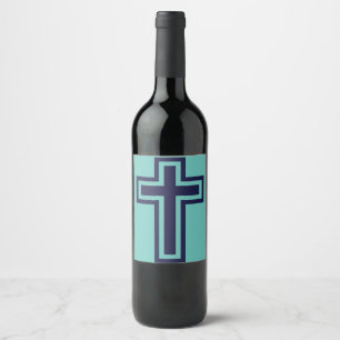 Étiquette Pour Bouteilles De Vin Croix chrétienne bleue différentes variantes