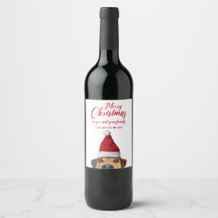 Étiquette Pour Bouteilles De Vin Curieux mignon chien drôle avec chapeau de Père No