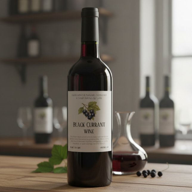 Étiquette Pour Bouteilles De Vin Currant noir artisanal élégant (Créateur téléchargé)
