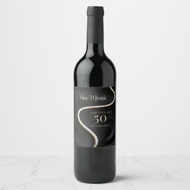 Étiquette Pour Bouteilles De Vin Custom Black 50 and Fabulous (Devant)