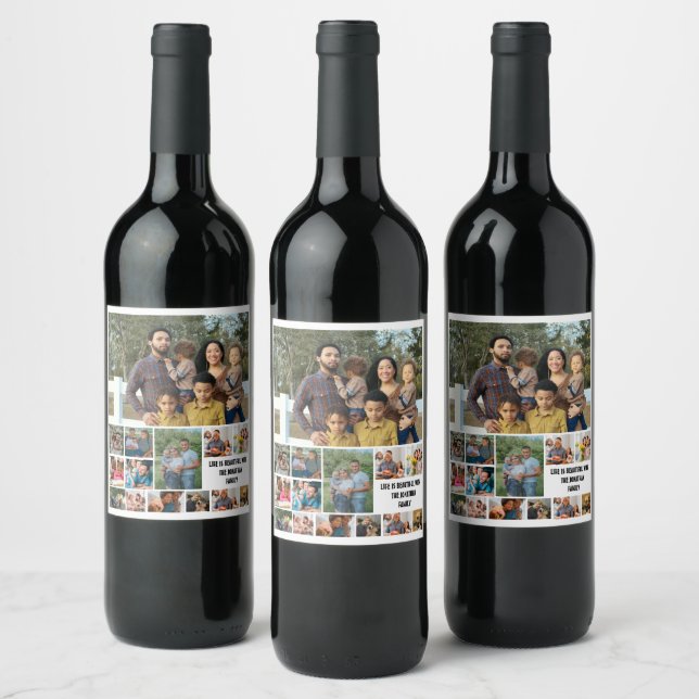 Étiquette Pour Bouteilles De Vin Custom Modern Family 14 Photo Collage Modèle (Bouteilles)