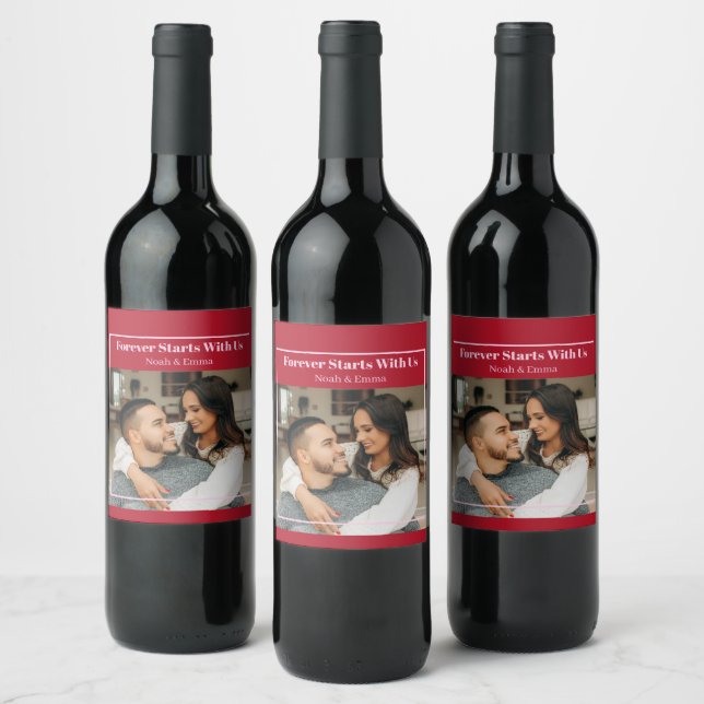 Étiquette Pour Bouteilles De Vin Custom Photo & Text Romantic Gift - Personalized  (Bouteilles)