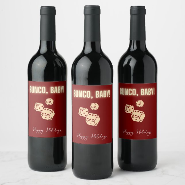 Étiquette Pour Bouteilles De Vin Customizable Bunco Holiday Wine Labels. (Bouteilles)