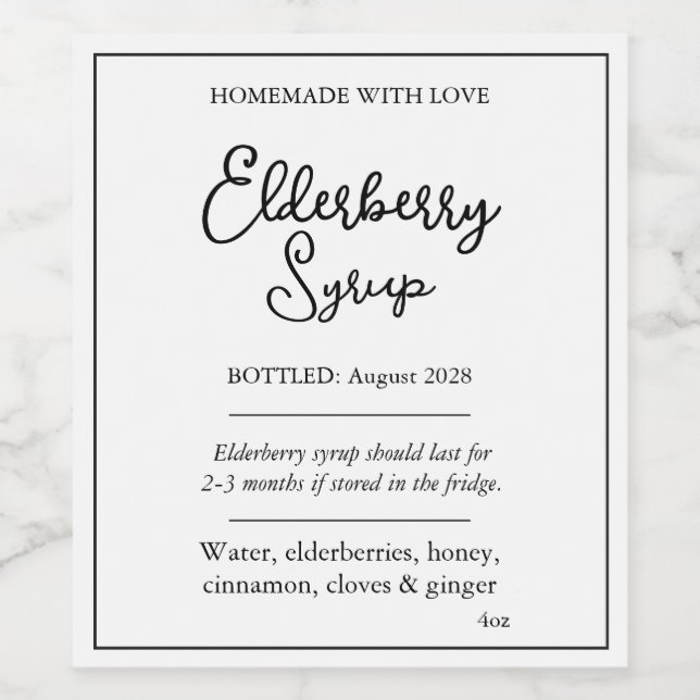 Étiquette Pour Bouteilles De Vin Customizable Elderberry Syrup Label ZEB_05b (Étiquettes simples)