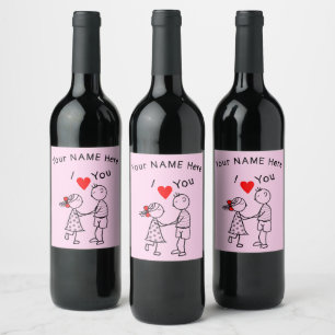 Étiquette Pour Bouteilles De Vin Cute Couple Vin Bouteille Étiquette Nom personnali