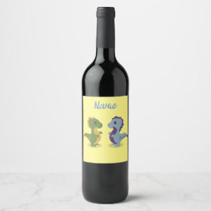 Étiquette Pour Bouteilles De Vin Cute Dinosaur Paire Thunder_Cove
