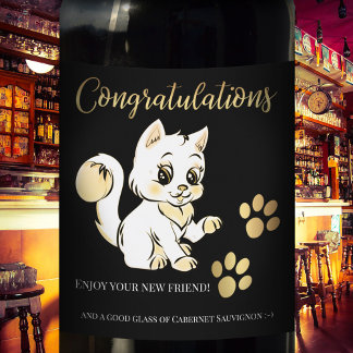 Étiquette Pour Bouteilles De Vin Cute Kitten New Pet Félicitations Étiquette de vin