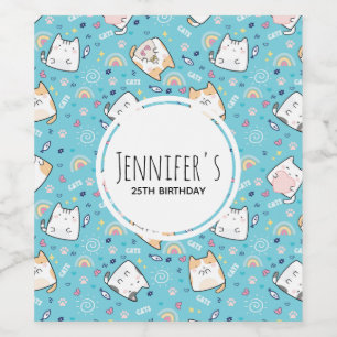 Étiquette Pour Bouteilles De Vin Cute Kitty Chat Motif Whimsical