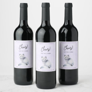 Étiquette Pour Bouteilles De Vin Cute Nordic Fox avec Floral Markings Event