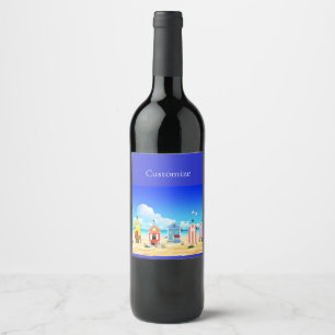 Étiquette Pour Bouteilles De Vin Cute Tiny Beach Shacks Thunder_Cove