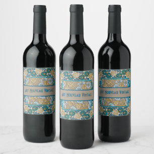 Étiquette Pour Bouteilles De Vin cyclamen bleu art nouveau fleur botanique