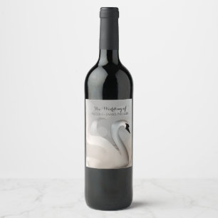 Étiquette Pour Bouteilles De Vin Cygne Beau Blanc & Argent Élégant Vin Personnalisé