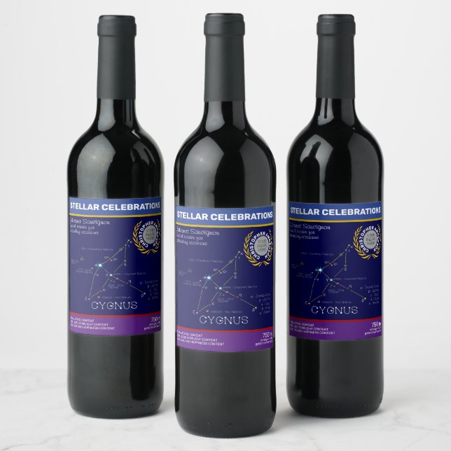 Étiquette Pour Bouteilles De Vin Cygnus de constellation de l'hémisphère nord (Bouteilles)