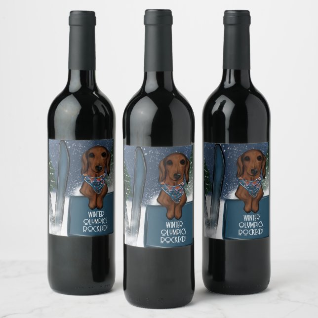 ÉTIQUETTE POUR BOUTEILLES DE VIN DACHSHUND  (Bouteilles)
