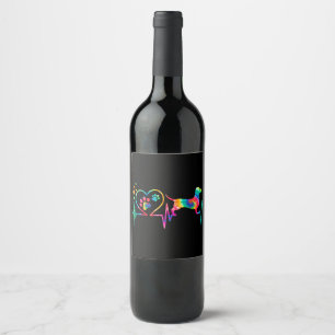 Étiquette Pour Bouteilles De Vin Dachshund Doxie Weenie Maman Papa Heartbeat Cadeau