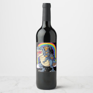 Étiquette Pour Bouteilles De Vin Dachshund Riding Dinosaur T Rex Don Boys Kids Me