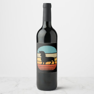 Étiquette Pour Bouteilles De Vin Dachshund Silhouette 60s les années 70 Amoureux de