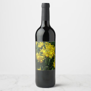 Étiquette Pour Bouteilles De Vin Daffodiles Jaunes I Fleurs De Printemps Cheveux