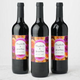 Étiquette Pour Bouteilles De Vin Dahlia Mariage d'automne