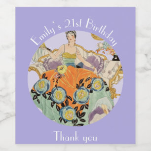 Étiquette Pour Bouteilles De Vin Dame Art Déco Festive