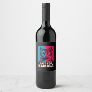 Étiquette Pour Bouteilles De Vin Dame sans enfants et amatrice de chats vote Kamala