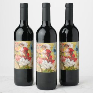 Étiquette Pour Bouteilles De Vin Dame victorienne femme élégante riche illustration